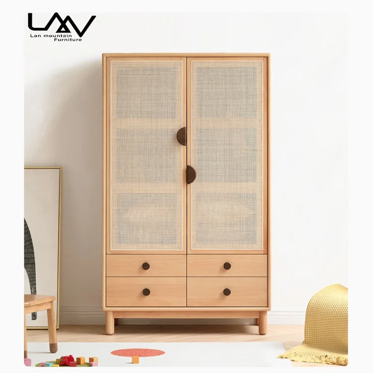 NEW Design Kid Furniture Set Storage Solid Wood Wardrobe For Baby Bedroom