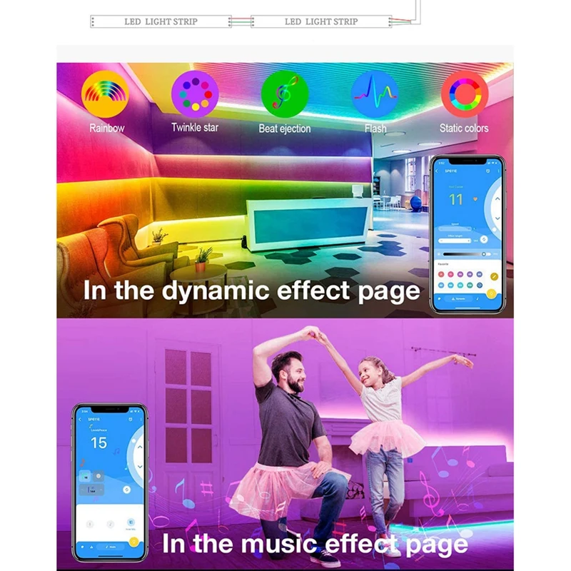 وحدة تحكم RGB قابلة للعنونة مع بلوتوث ، موسيقى ذكية ، شريط LED ، SP611E ، WS2812B ، SK6812 ، WS2811