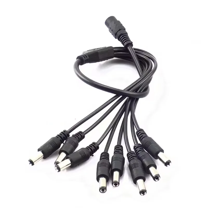 DC12V 5.5* 2.1mm Splitter Power Cable Plug 1 Female To 2 3 8 Male Y Shape Connector Cable Wire  For LED Strip Lights CCTV Camera