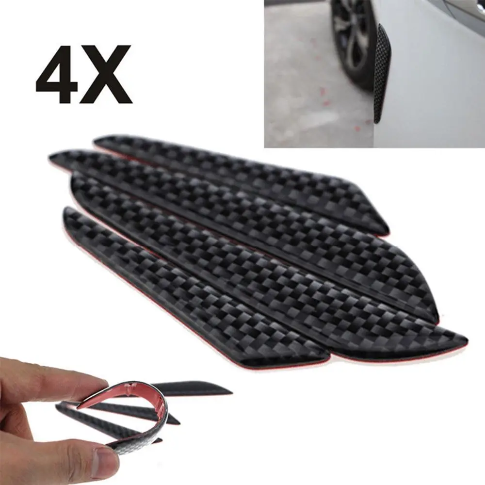 4Pcs Practical Anti-collision Scratch Protector Protection Strip Trim Molding Car Door Edge Guard Carbon Fiber