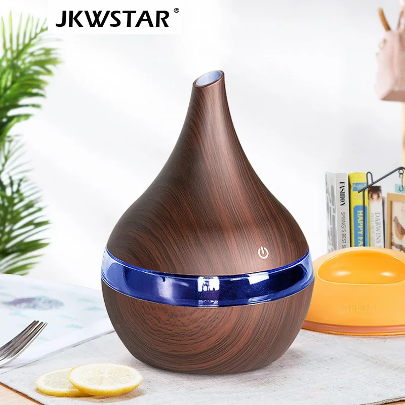 300ml USB Ultrasonic Air Humidifier Electric Aroma Diffuser Wood Essential Oil Aromatherapy Cool Mist Maker Home Diffusers Smell