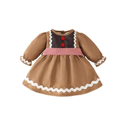 Baby Girl Christmas Outfit Toddler Smocked Christmas Dress Vintage Princess Gingerbread Dresses Cute Clothes