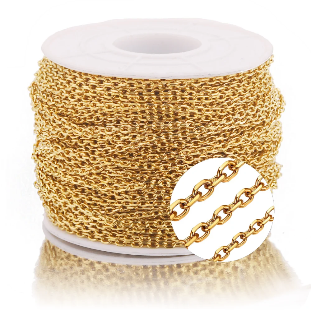 

2m Stainless Steel Gold PVD Plated Corner Cable Chain Bulk Necklace Bulk Cable for DIY Jewelry Making Supplies Lot Wholesale