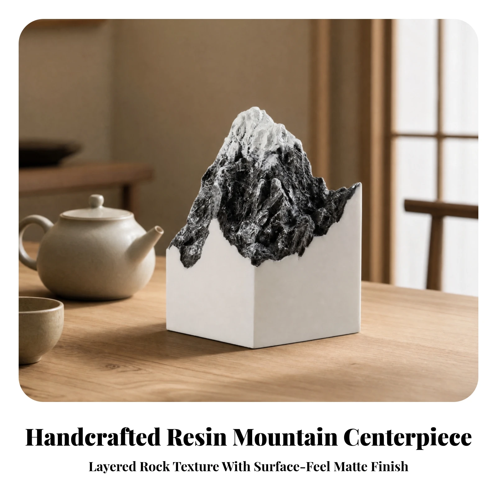 Tabletop Sculpture Vertical Chinese-Style Mountain Landscape Ornament Sculptural Decor Compact for Entryway, Tea Room