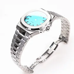 High Quality Waterproof Nautilus Watch Stainless Steel Case and Strap Bracelet with Dial and Hands for NH35 Movement Watch Mod