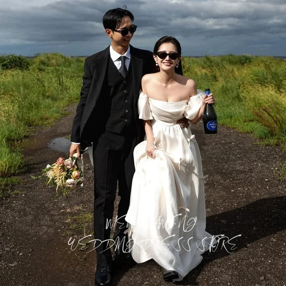 

ZHUISHU Простые свадебные платья трапециевидной формы со съемными рукавами и лентой Корейские свадебные платья для фотосессии длиной до пола по индивидуальному заказу 웨딩드레스