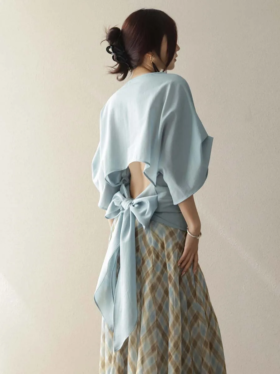 

Женская повседневная футболка Slim Fit с вырезами и узлом, рукав 3/4, круглый вырез, из смесового нейлона и полиэстера