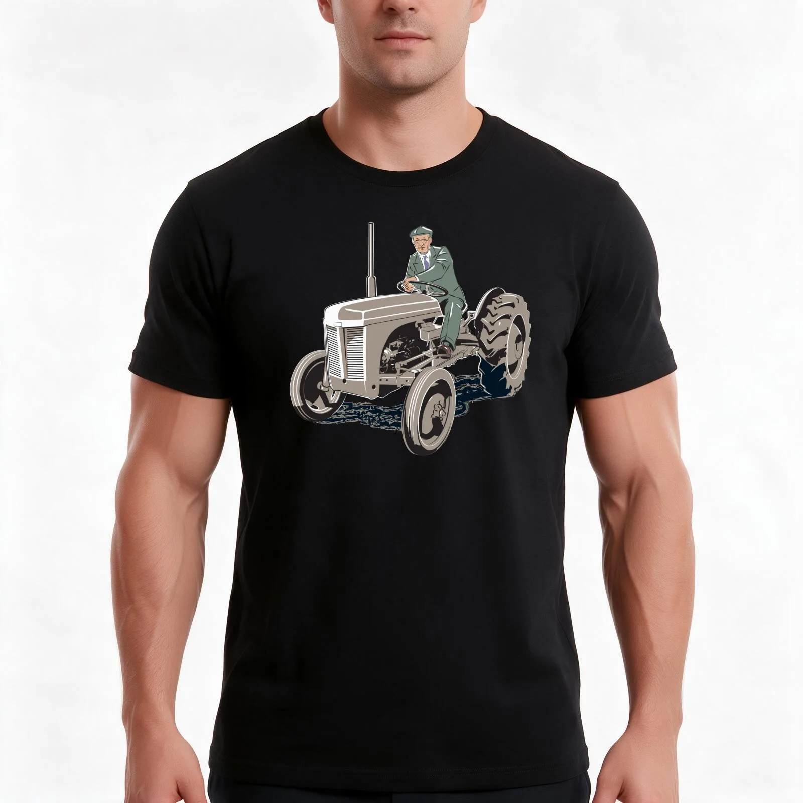Ferguson on his Fergie; TE20 / TO20. Harry Ferguson's finest machine T-Shirt, Summer Casual Cotton Tee, Vintage Graphic Print