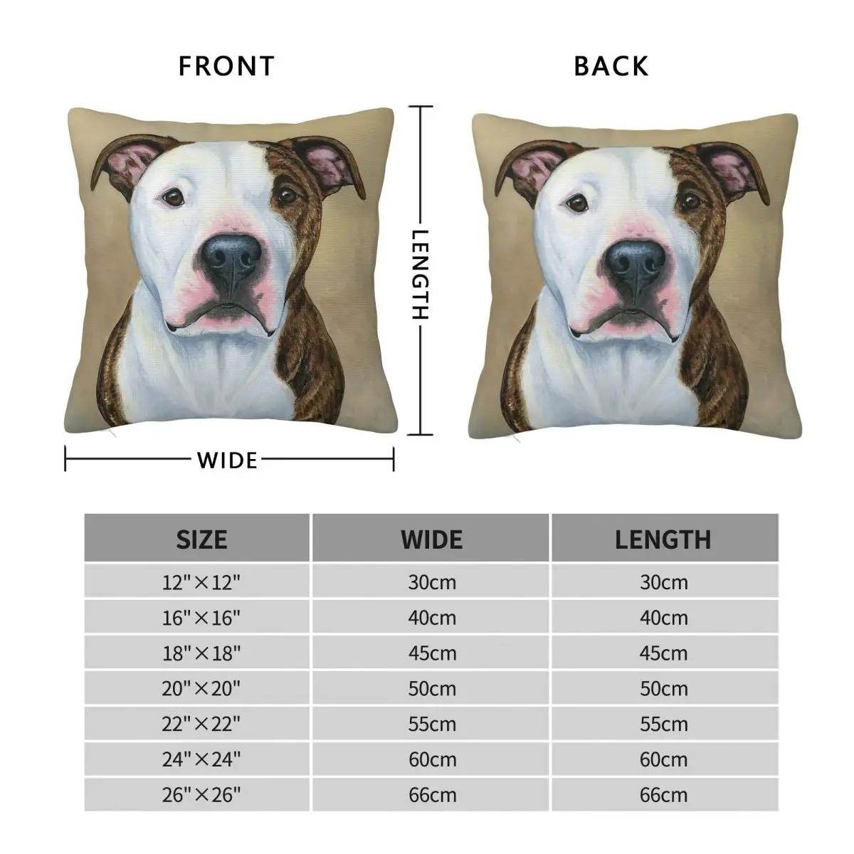 Brindle White Pit Bull Terrier Square Pillowcase Polyester Linen Velvet Pattern Zip Decorative Room Cushion Cover 45x45