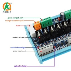 4 Channel  PLC DC Amplifier Board No Contact MOS Control Optical Isolation  Heat Protection for PLC