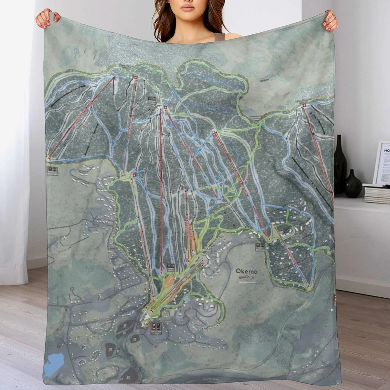 Okemo Resort Trail Map Throw Blanket Kid'S Sleeping Bag Softest Blankets