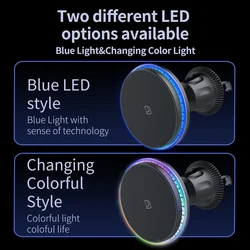 RGB Magnetic Car Wireless Charger For iPhone 12 13 14 15 Pro Max Mini Macsafe Car Phone Holder Stand Mount Fast Charging Station