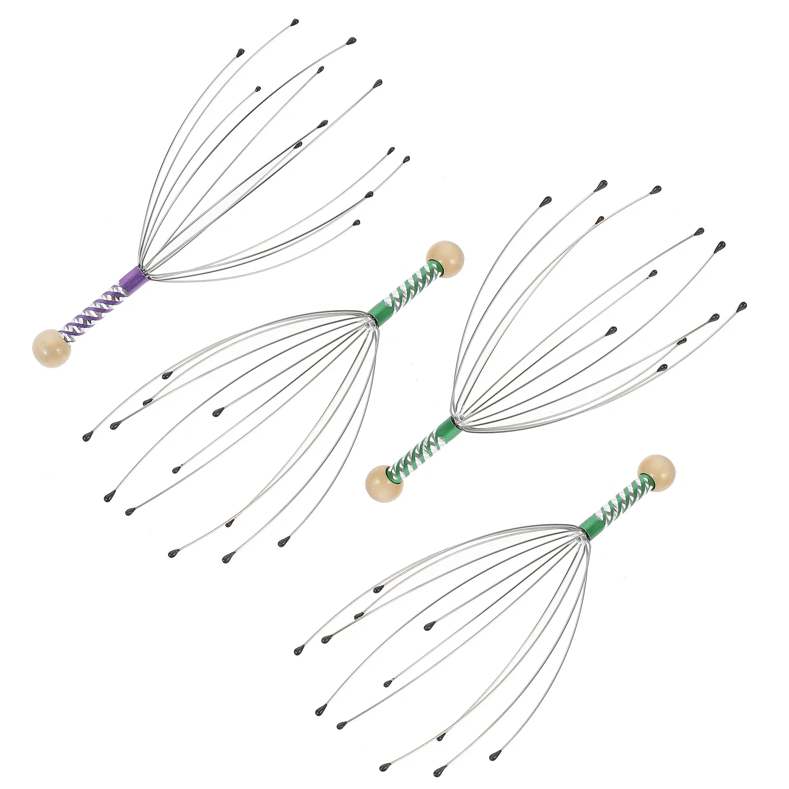 

4pcs Portable Stainless Steel Scalp Massager Head Claw Handheld Tool For Muscle Relaxation Blood Circulation Body Massage