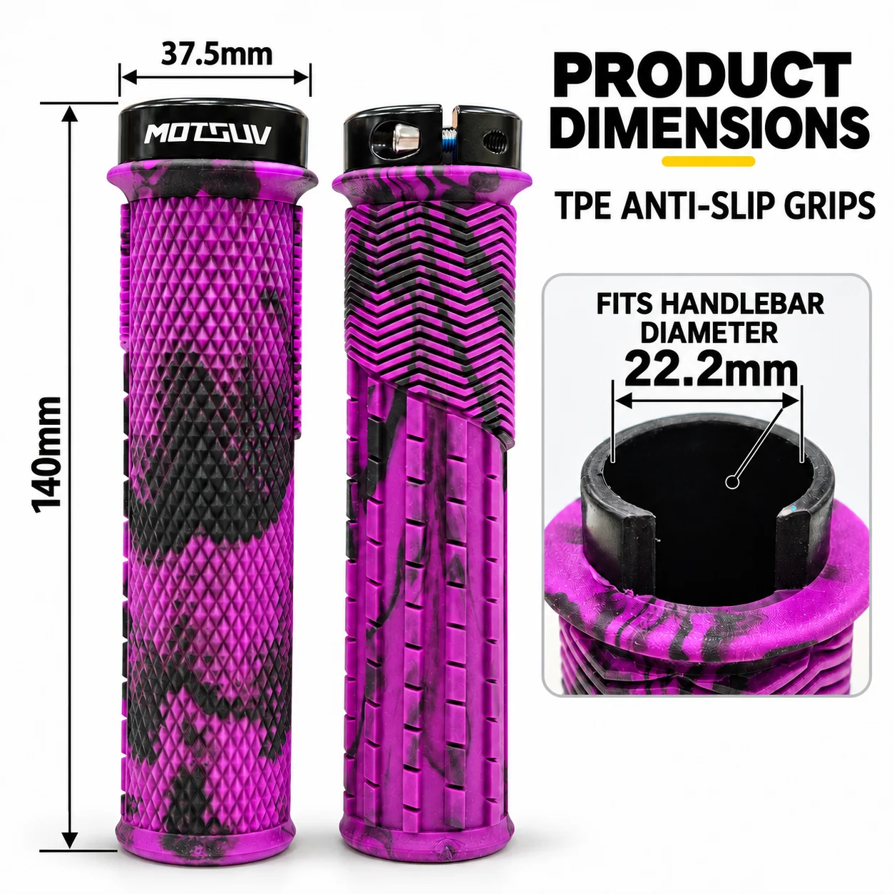 Mountain bike single-side lock for slippery dirt slopes. Anti-slip, sweat-absorbing, wear-resistant universal handlebar sleeve.