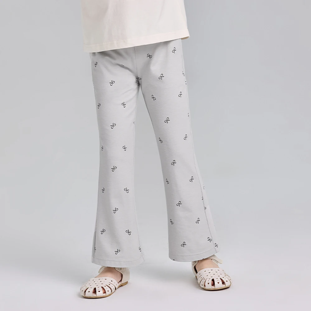Dave Bella Girls Knitted Flare Pants Childern Casual Elastic Waist Bootcut Trousers Kids Printed Sports Pants DK2261545