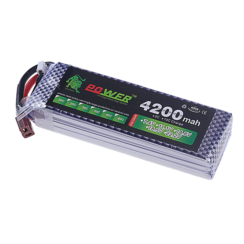 LION Power 3S 11.1V 4200mah Lipo Battery 40C For Helicopter Quadcopter Aircraft  RC Car Boat, T XT60 Plug 3s lipo battery 11.1V