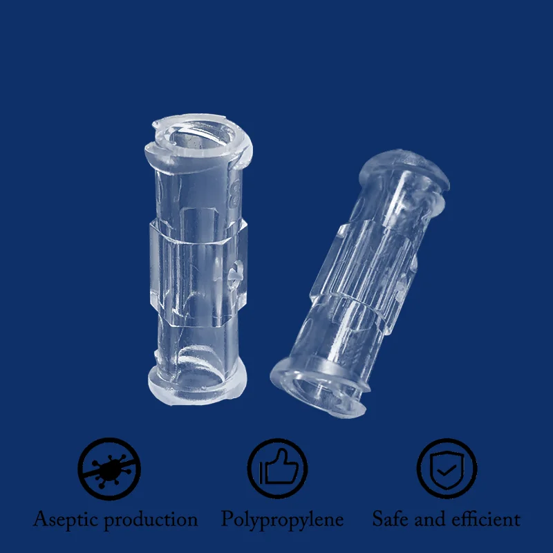 Aseptic bulk drug delivery connector, medical two-way double female Ruhr straight plastic connector, syringe docking adapter