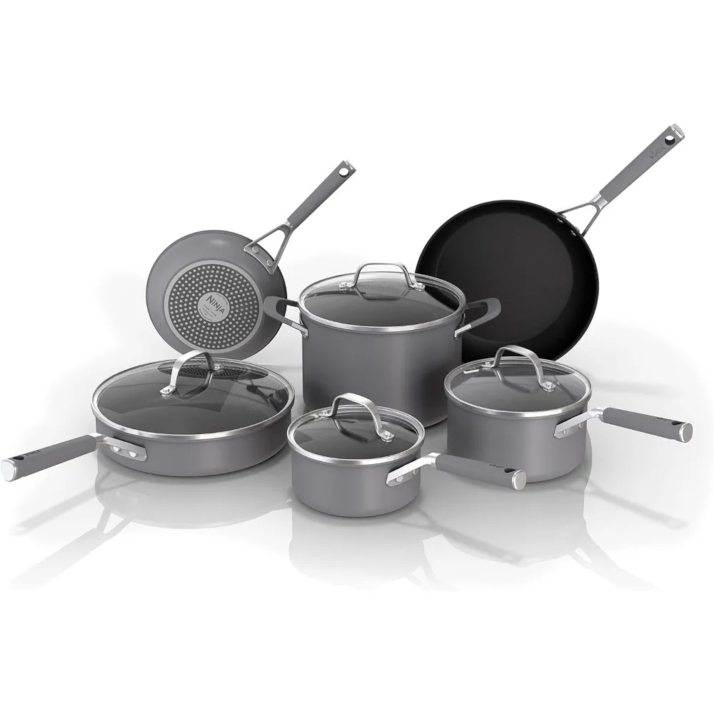 

Pots and Pans Set Non Stick | Comfort Grip 10-Piece Cookware Set with NeverStick | Frying Pan, Sauce Pan With Lid