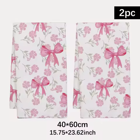 2pcs 40x60cm Pink Series Christmas Dishcloth Tea Towel Kitchen Grid Cleaning Wash Cloth Girl Women Merry Christmas Gifts