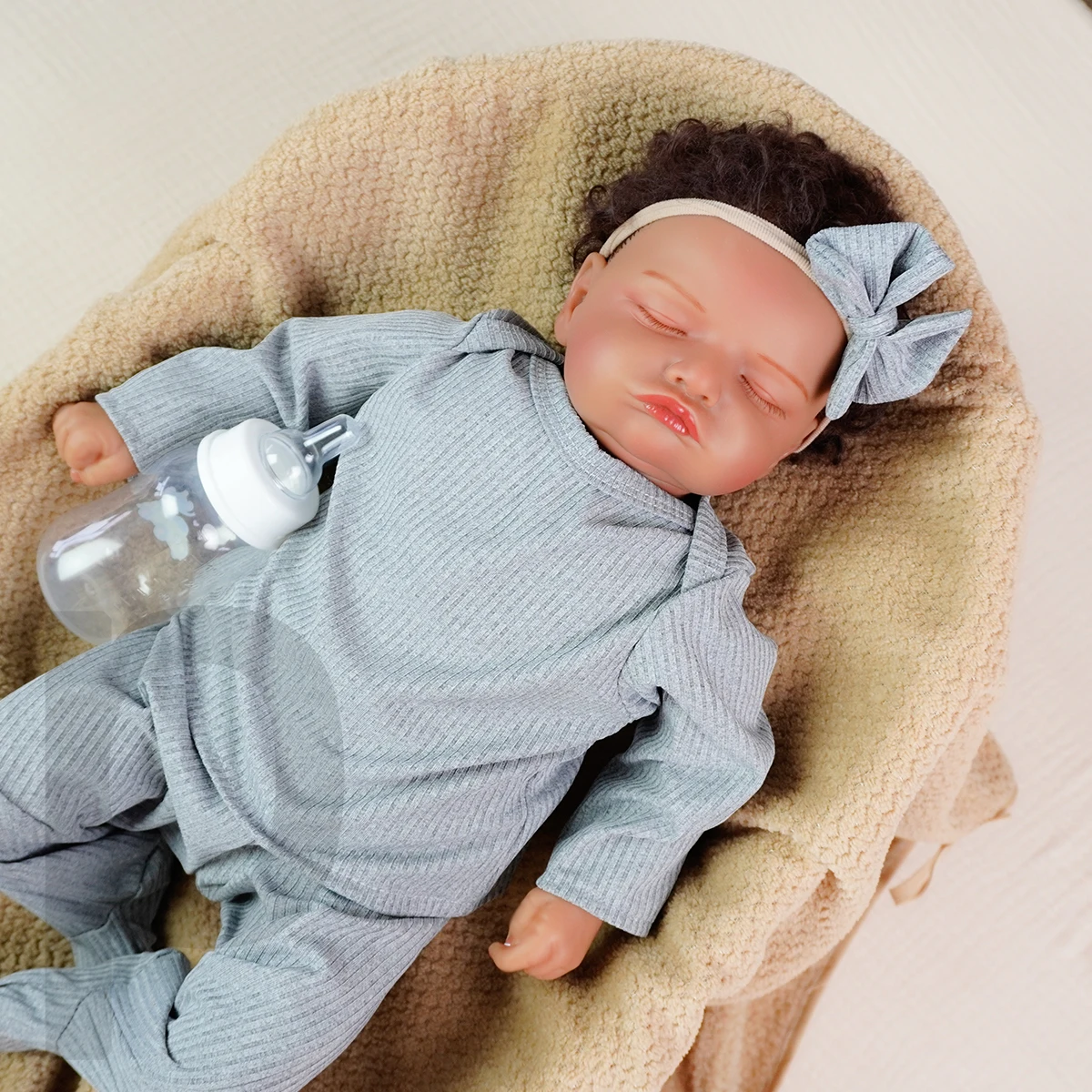 

Vivid Rebirth Baby Doll Black - African American Newborn Baby Doll Real Life Baby Doll All Vinyl Body Silicone Baby Doll 3D Skin