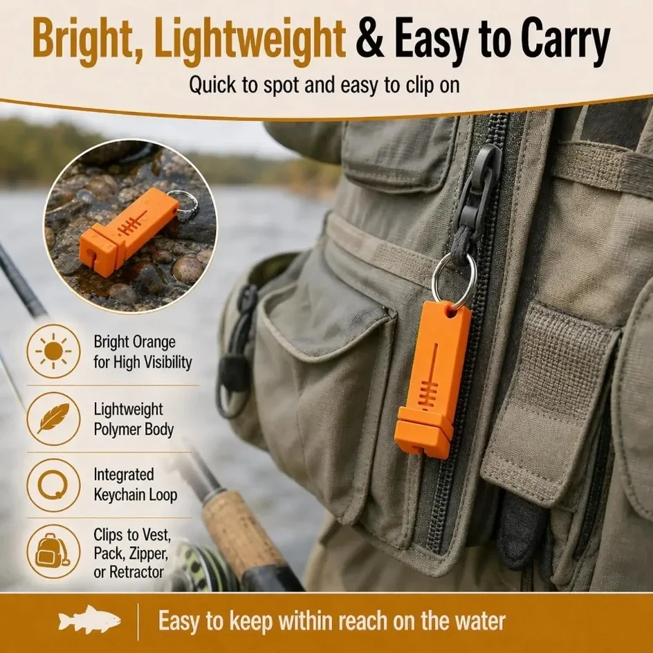 1/2 Stück Neuer magnetischer Fliegenfädler mit 4 Schlitzen, Haken-Einfädelwerkzeug, orangefarbener Tippet-Guide für kleine Fliegen, Eisfischen, Waten bei schlechten Lichtverhältnissen – Detail 7