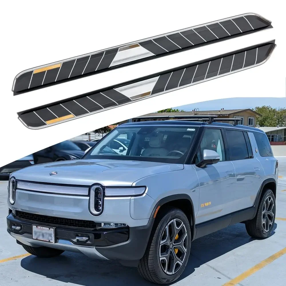 2PCS Side Steps Running Boards Nerf Bars Side Pedal Protector Fits for Rivian R1S 2022 2023 (SW)