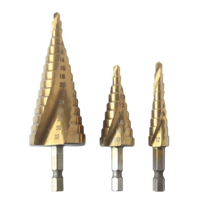 e-commerce 4 Spiral Groove Pagoda Drill 12 Hex Shank 20 Triangle Shank 32 Reaming Drill Step Drill Step Drill