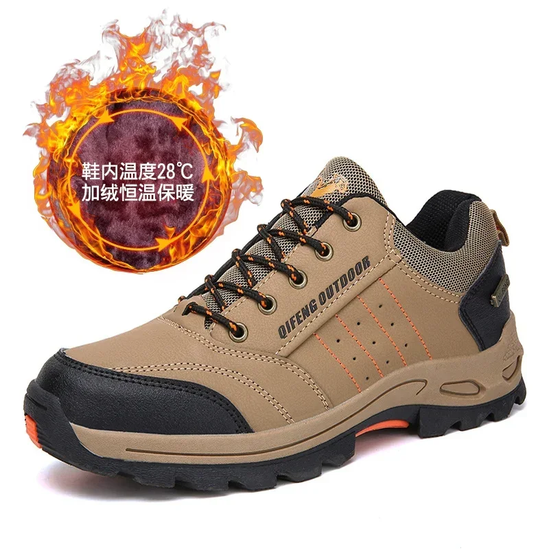 Unisex Thermal Snow Climbing Shoes Winter Warm Fur Inside Male Cross-country Sneakers Large Size 36-47 Women Hiking Shoes