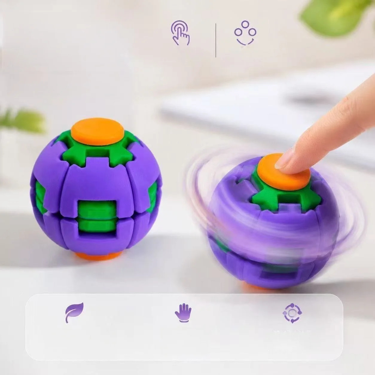 New Fingertip Rotating Ball 3D Printing Stress Relieving Ball Pressing Rotating Fingertip Gyroscope Puzzle Portable Fun Toy
