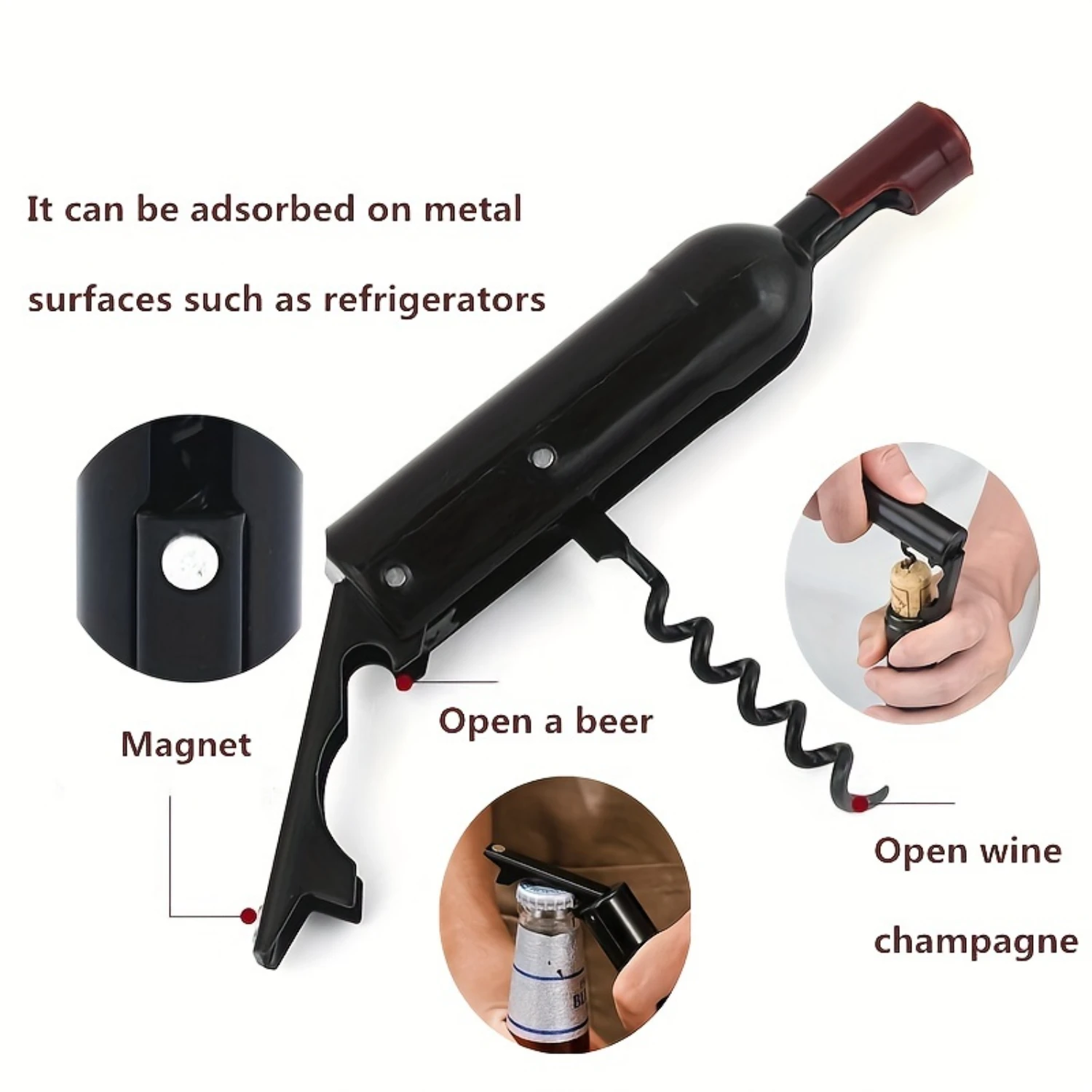 クリエイティブ赤ワインデザインウォーターボトルオープナー、アウトドアキャンプピクニックバーベキュー用品1個