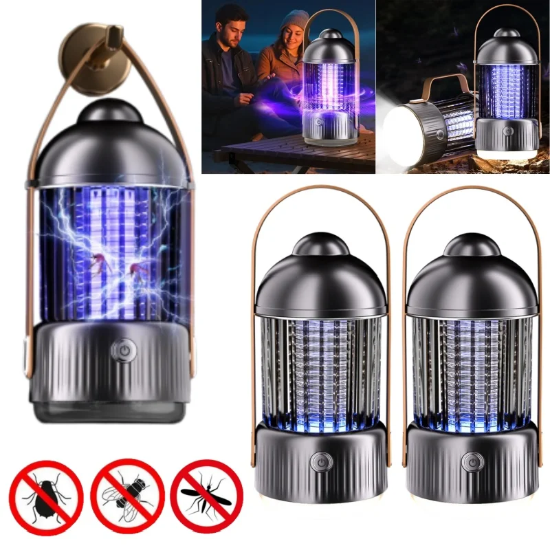 

Светодиодная лампа для кемпинга, подвесная лампа, лампа для уничтожения комаров, 3 в 1, перезаряжаемый уличный светильник, фонарь, палатка, аварийное освещение