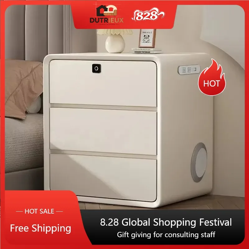European Modern Nightstands Wooden Safe Tall Design Unique Nightstands Storage Organizer Wood Tavolino Da Letto Home Furniture