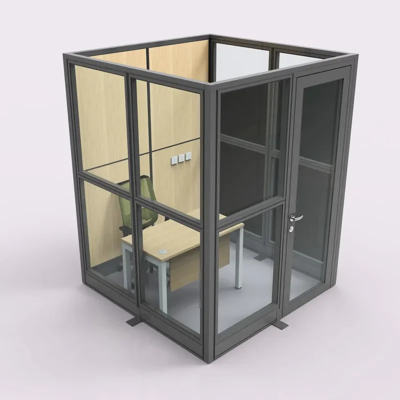 Frameless Tempered Glass Office Partition Walls for Private Workspace