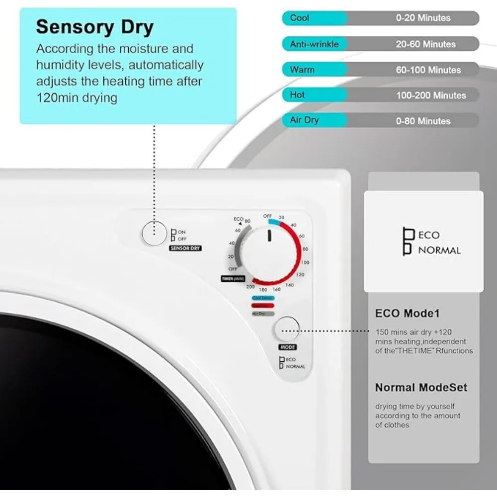 Сушилка для одежды с внутренней ванной из нержавеющей стали, электрическая сушилка, 4 режима, компактная сушилка для ткани