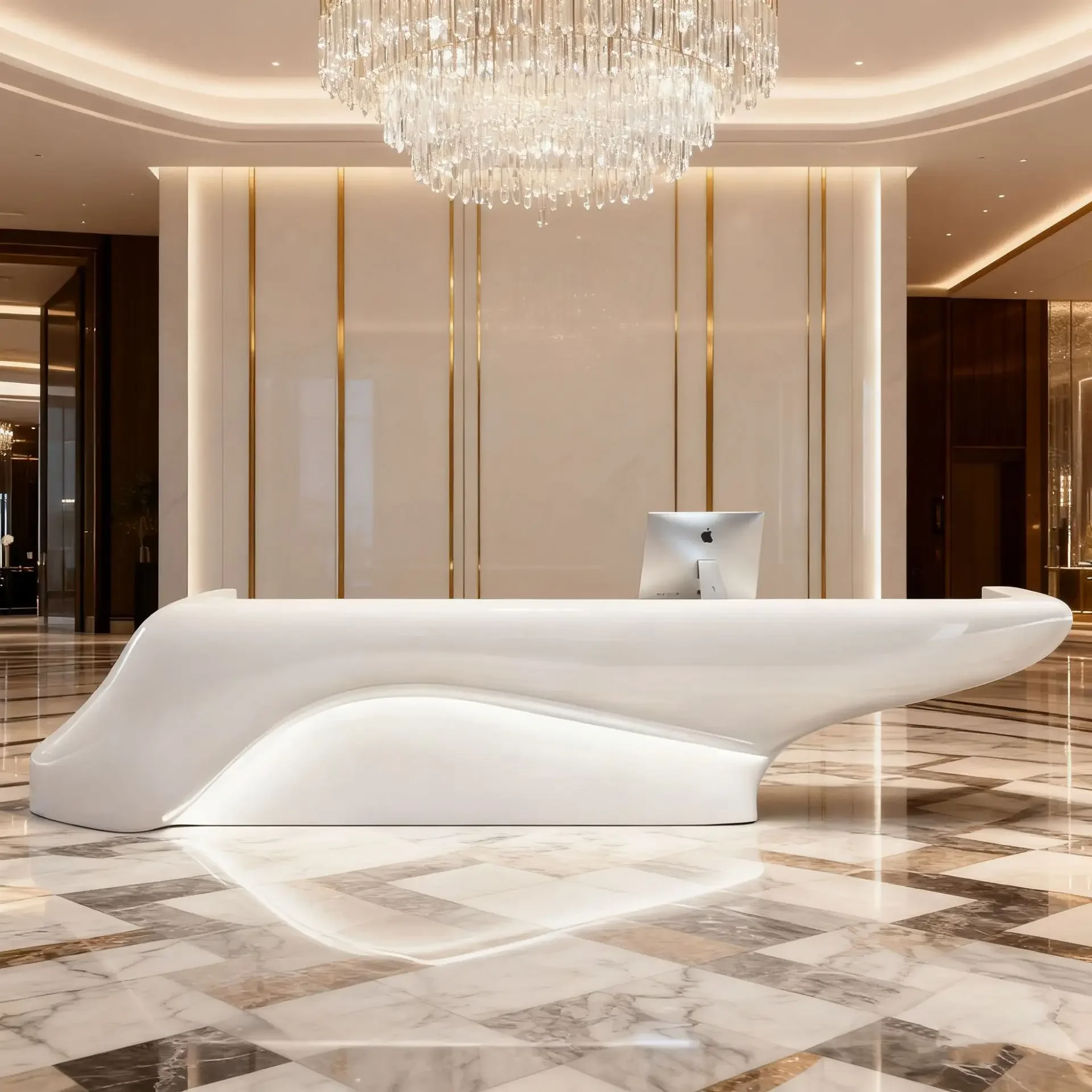 Light luxury modern simple front desk hotel senior club office building reception living room marble paint