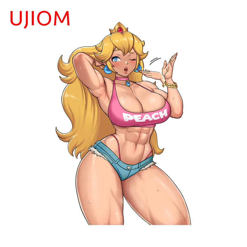 UJIOM Princess Peach Sexy Big Chest Wall Sticker Fashion Popular Creative Scratch Proof Decal Unique Game Room Decor Accessories