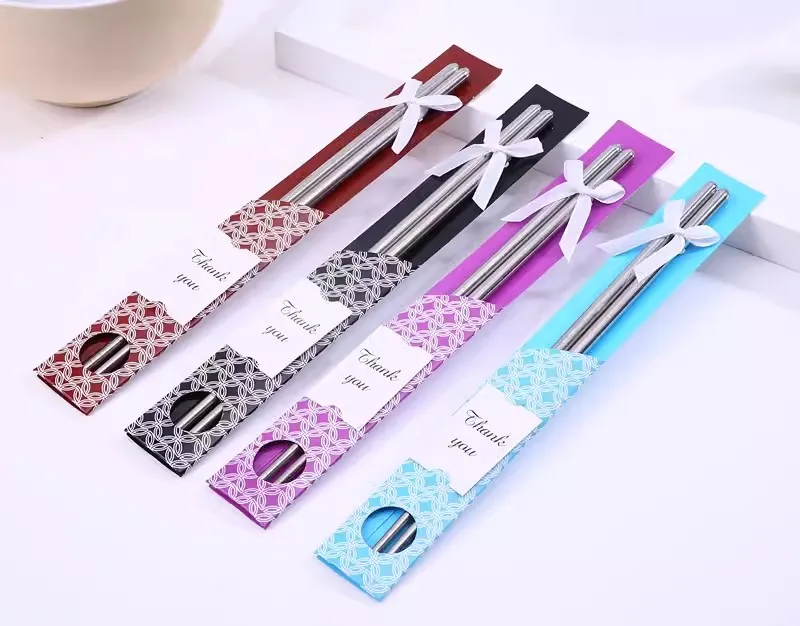 

10/30pairs/lot wedding gift souvenirs of stainless steel chopstick sets favors, party return gifts for guest Chinese style paty