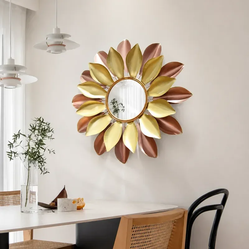 Wrought Iron Wall Art Mirror Pendant Creative Light Luxury Decoration For Living Room Dining Room Entrance Background