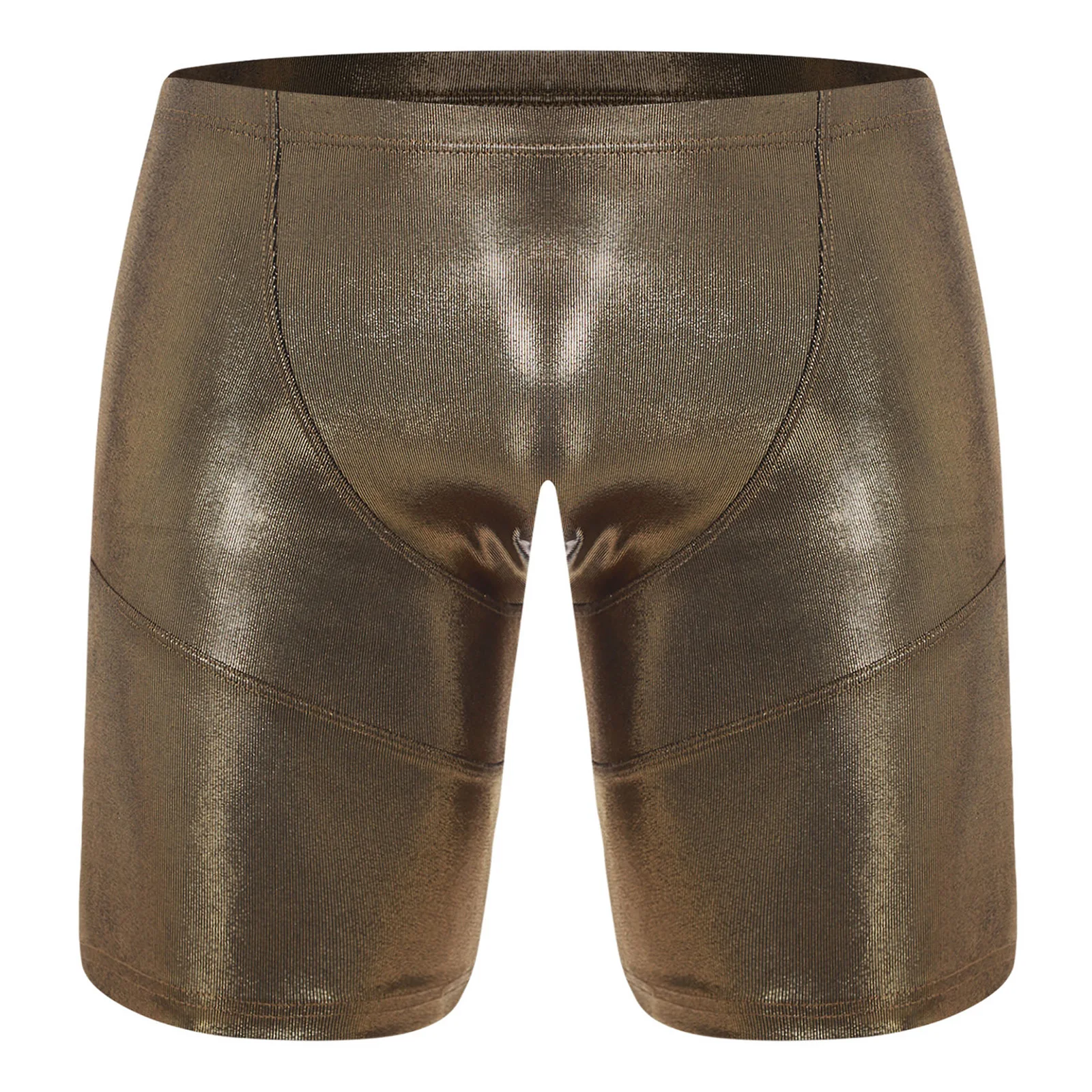 

Men Metallic Shiny Trunks Biker Shorts Elastic Waist Slim Fit Shorts Quick-dry Compression Shorts for Sports Gym Beach Swimming