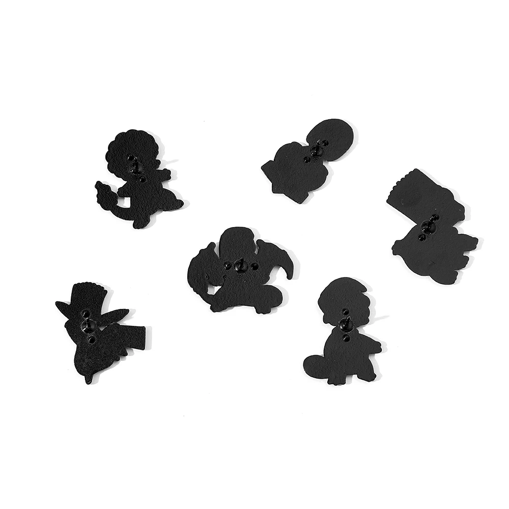 6 pcs Fashion Anime Brooch Cartoon Creative The Simpsons Broom Enamel Pins Potter Badge Brooches Clothes Jewelry Pin Gift