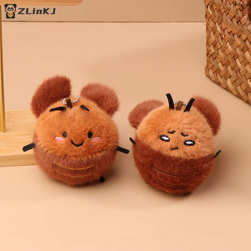 ▶1Pcs Stuffed Animal Car Key Holder Cute Cockroach Plush Keychain Backpack Pendant Stuffed Doll Decoration For Students