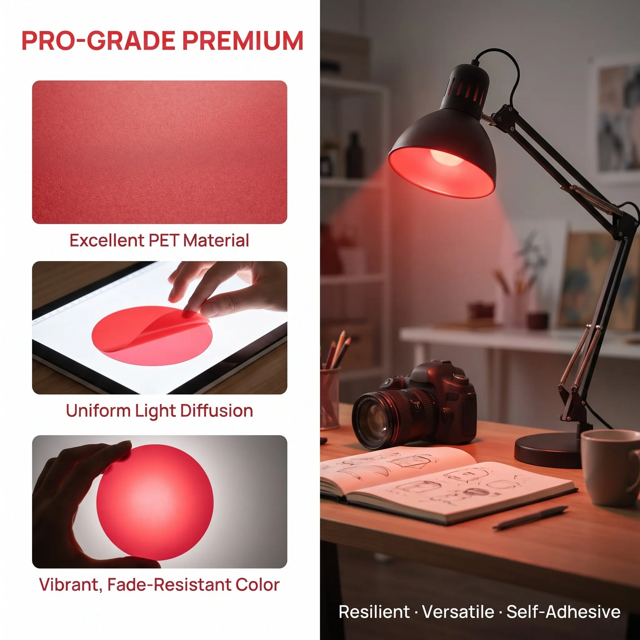 5Pcs Color-Changing Light Film Warm Light Correction Gel Sheet for Lamps Home Decor Lighting Diffuser Sticker Transparent