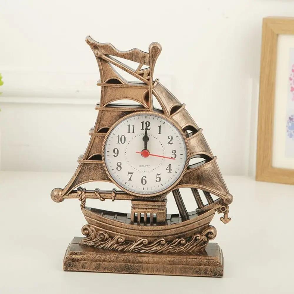 

Creative Classical Sailboat Alarm Clock Mediterranean Eco-friendly Sailboat Sculpture Lovely Desk Alarm Clock Bedrooms