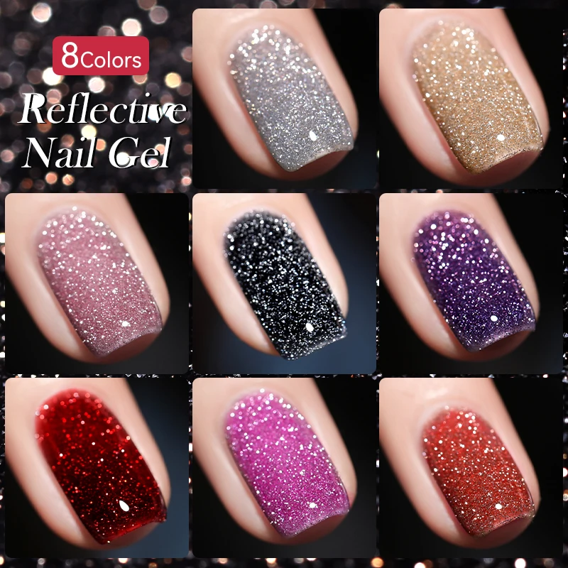 Lilycute-カラフルな反射グリッタージェルマニキュア,超光沢,レーザー,キラキラ,半永久的,浸漬,UV LEDワニス,7ml