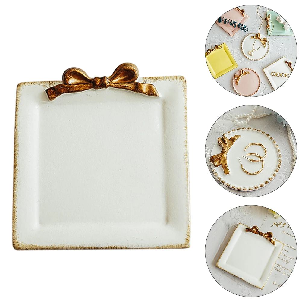 

2Pcs Jewelry Tray Earring Display Holder Photography Prop Resin Ornaments Empty Tray for Women Desktop Decor Storage