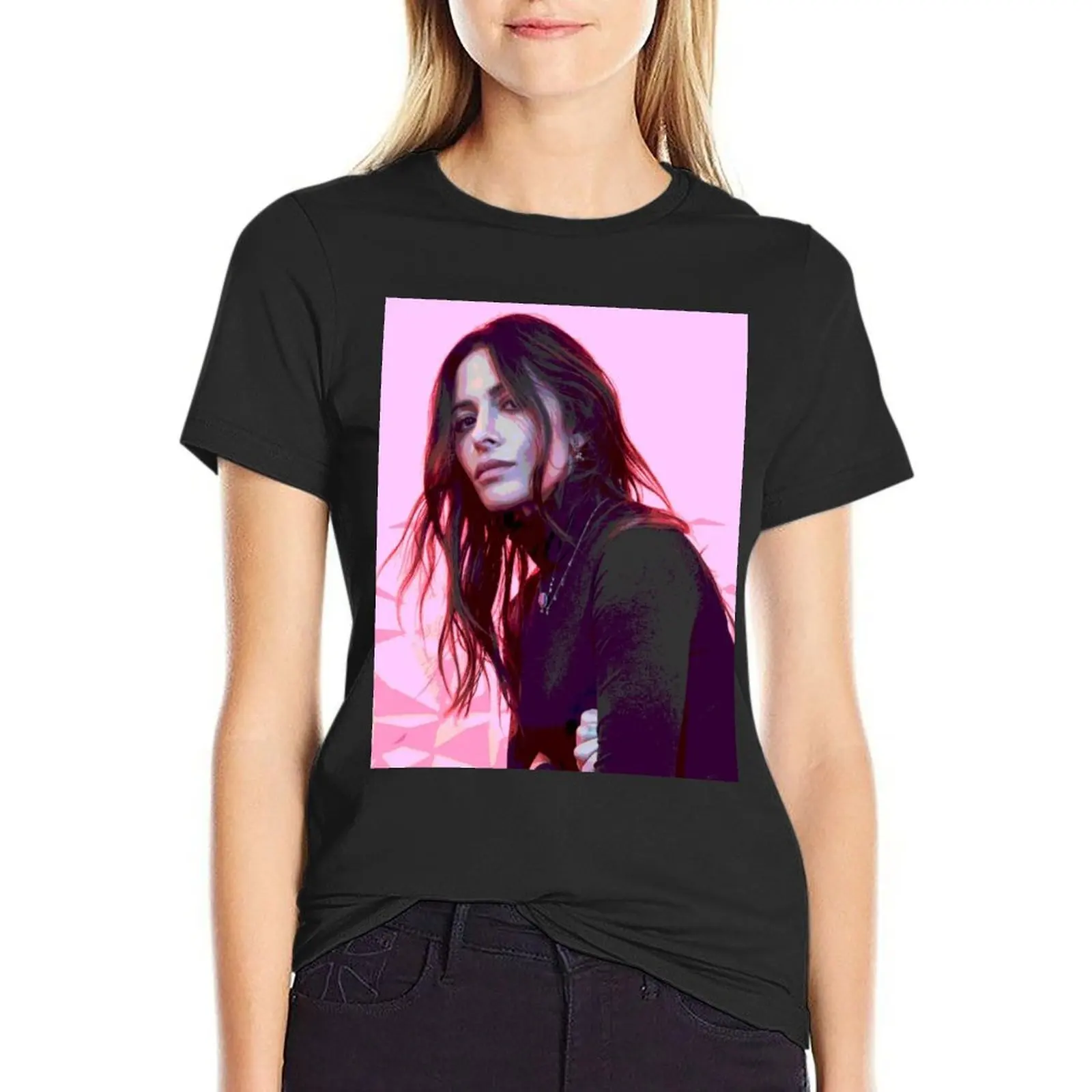 Sarah Shahi Portrait T-Shirt animal print female shirts graphic tees animal prinfor new edition t shirts for Women