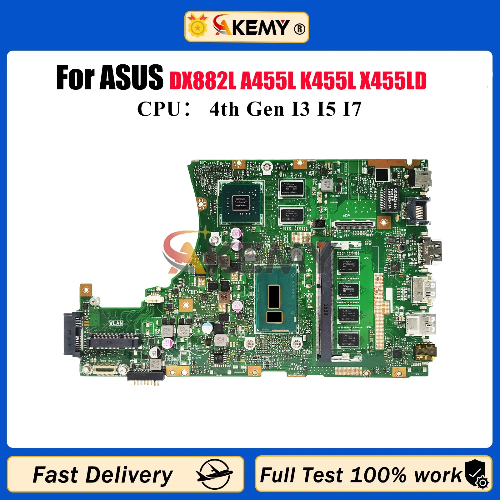 

X455LD Laptop Motherboard For ASUS X455L DX882L A455L K455L X455LD X455LJ X455LF X455LB X455LN X455LNB Mainboard W/ I3 I5 I7 CPU