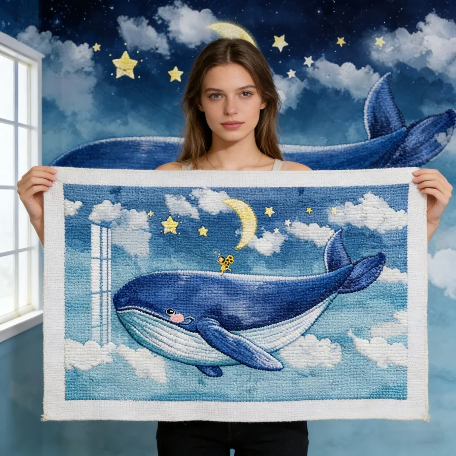 

2026 New style DIY Animal Cross Stitch Kit Whale Landscape Perfect for Living Room Entryway or Bedroom Gift