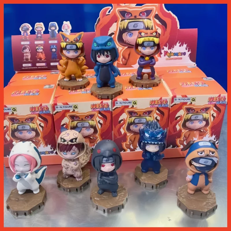 

Hot Genuine Bandai Naruto Bnfigureq Pajamars Series Blind Box Action Figures Model Sasuke Kakashi Costume Design Ornament Gift T