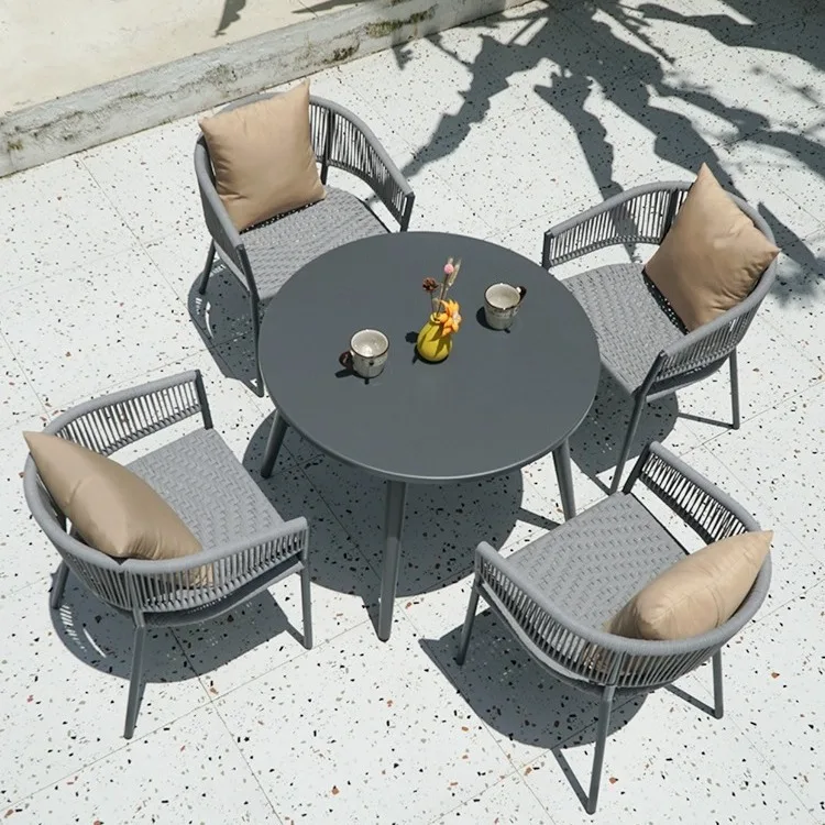 Outdoor courtyard table and chairs casual coffee table outdoor rattan chair balcony waterproof garden terrace villa household ra